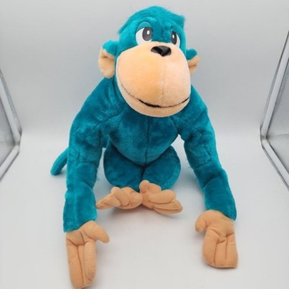 Liberty Toy Jumbo Teal Monkey Plush 16" Long Arms Stuffed Animal Vintage 1997